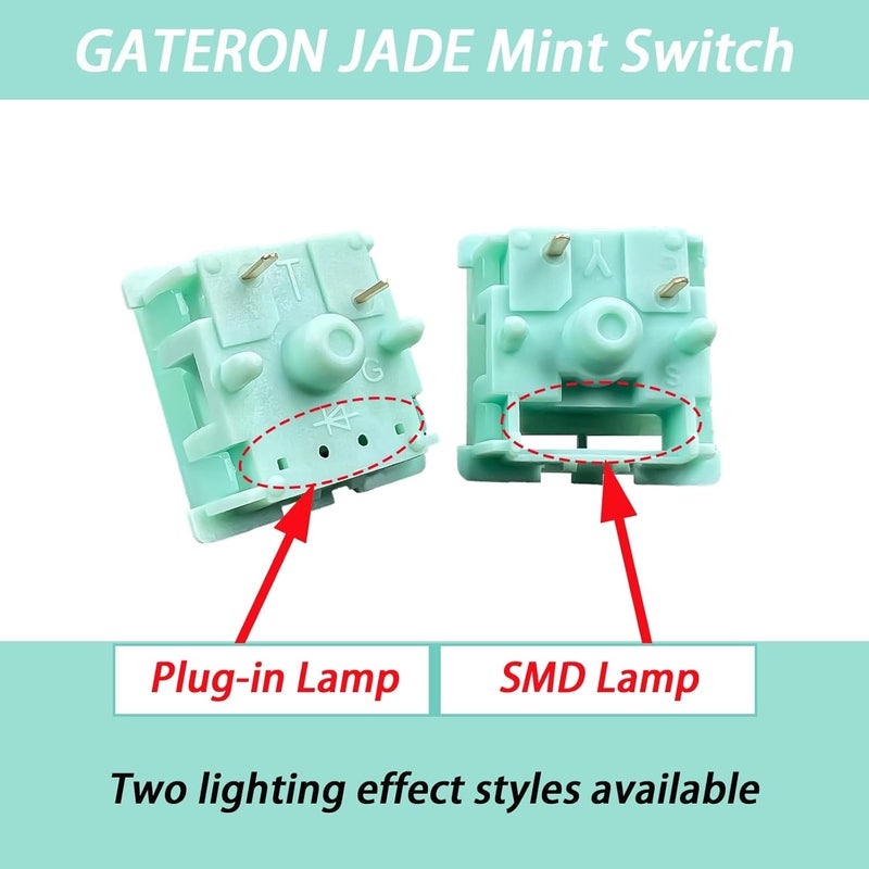 GUYEKS Gateron Mint Green Linear Keyboard Switches,5 Pin Pre-lubed 22mm Dual-Stage Spring RGB LED 55gf Switches for MX Mechanical Keyboard(10PCS) - Image 5